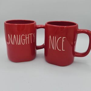 Rae Dunn Christmas NAUGHTY & NICE red mugs